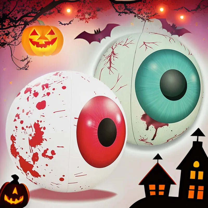 New PVC Inflatable LED Glowing Ball Halloween Decoration Party Supplies Horror Bloodline Halloween Eye Pendant Oasis Select