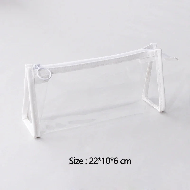 School Study Stationery Office Supplies Transparent Pencil Case Large Capacity Simple Pen Bag Kawaii Cosmetic Bag Oasis Select WHITE