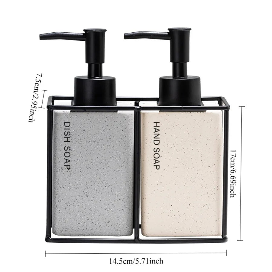 330ml Bathroom Soap 2pcs Ceramics Dispensers Refillable Holder Portable Travel Dispenser Liquid Soap Dispenser Bath Pump Bottle Oasis Select