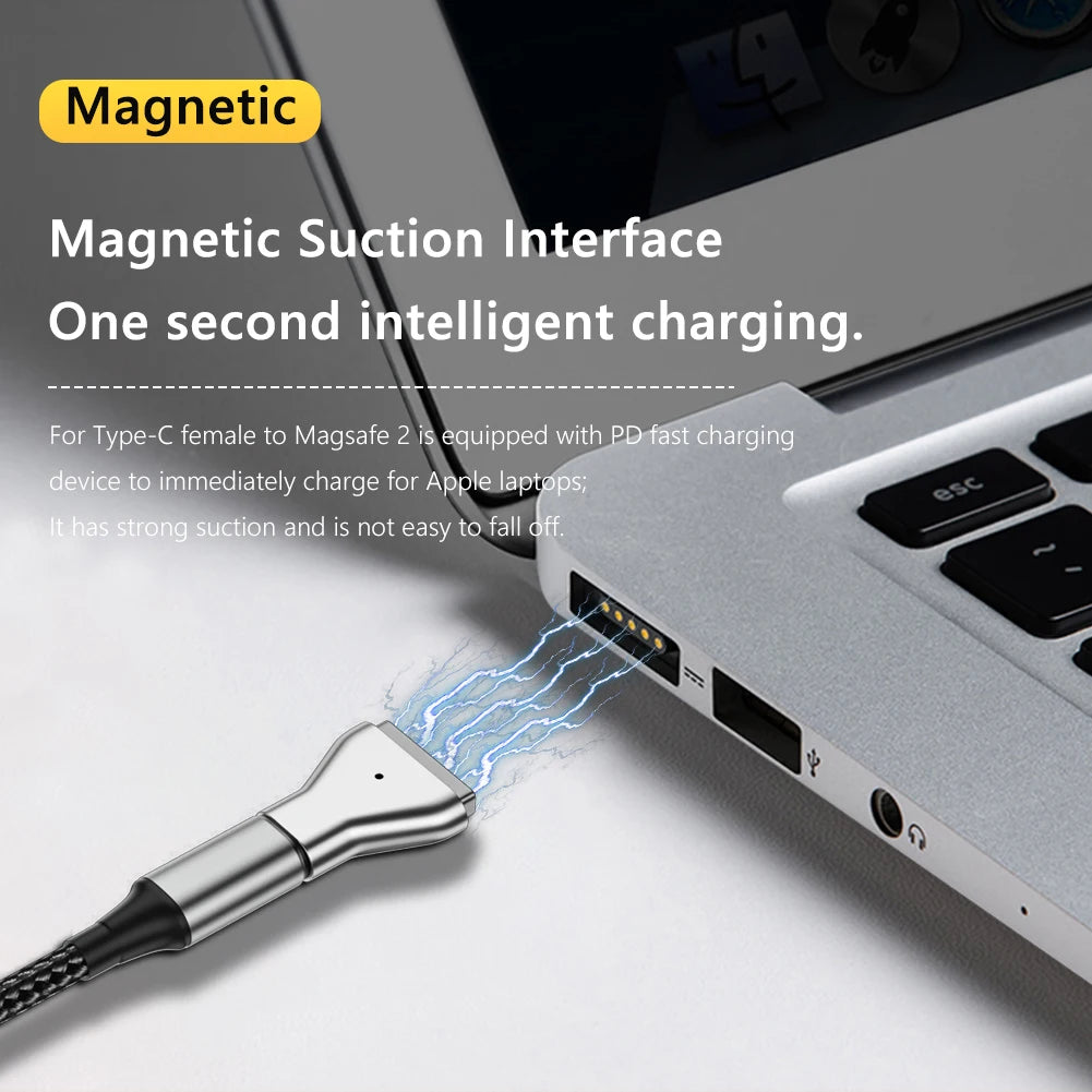 USB Type C Magnetic Adapter Female Type C Female to Magsafe 2 / 1 PD Adapter with Indicator Light for Macbook Air/Pro Oasis Select
