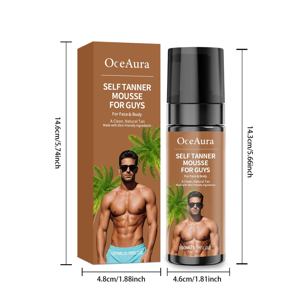 Self Tanner Mousse Natural Sunless Tanning Foam Streak-Free Quick-Drying Gradual Tan Hydrating Beautiful Tan Finish Body Care Oasis Select 100ml Boxed