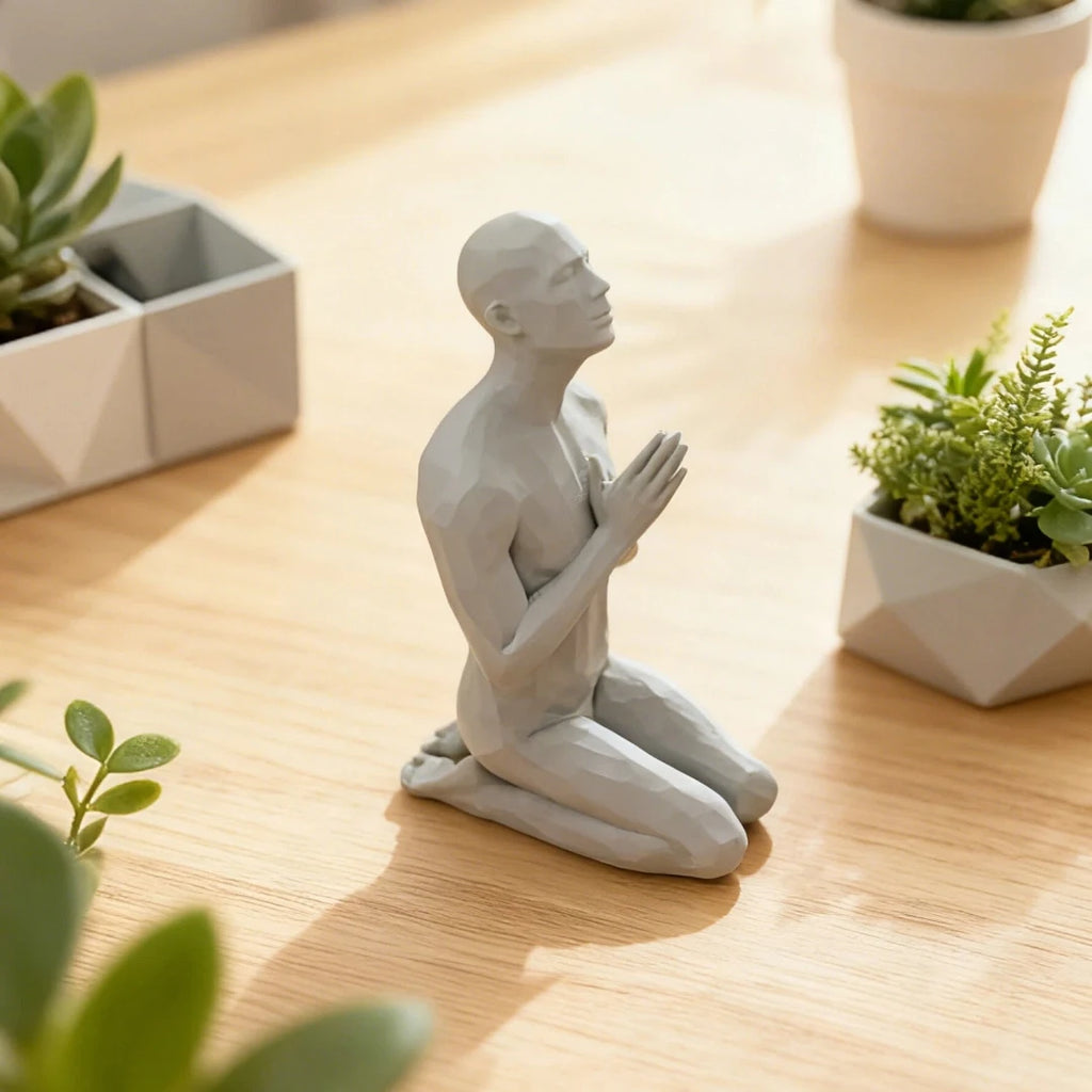 Minimalist Kneeling Prayer Man Ornaments Muscular Human Statue Meditation Male Home Office Table Yoga Room Decor Spiritual Gifts Oasis Select