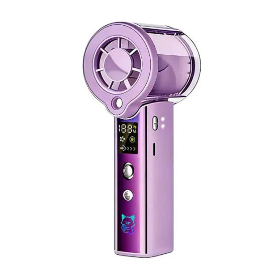 100 Speeds Adjustable Handheld Spray Fan LED Display Rechargeable 3000mAh Quiet Mist Cooling Fan for Travel Outdoor Daily Use Oasis Select Purple