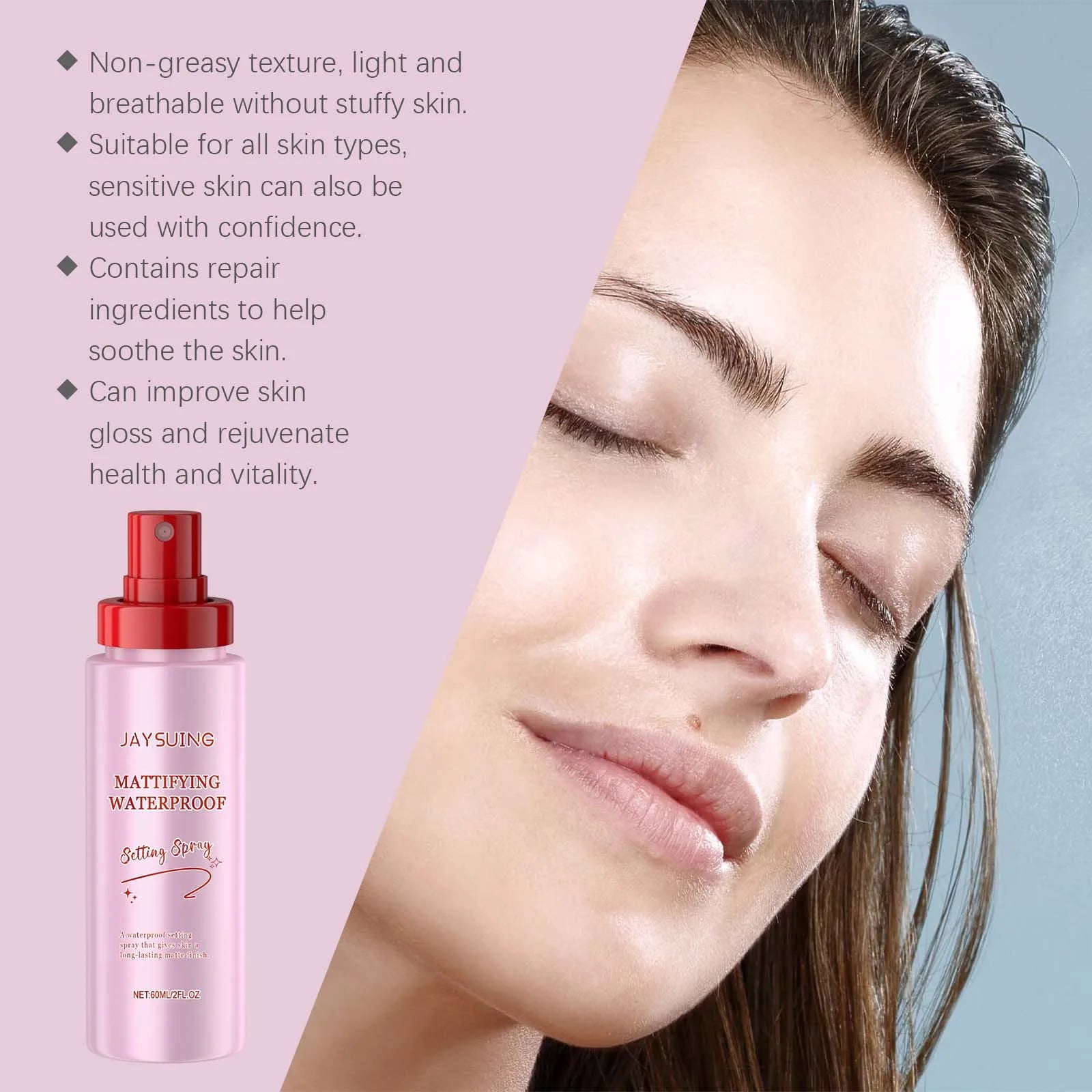 Makeup Setting Spray Waterproof Sweat-Proof Flawless Matte Effect All Day Refreshing Oil Control Non-sticky Makeup Fixing Mist Oasis Select