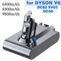 V6 Battery For Dyson, 21.6v 9800mah Battery For Dyson V6 Vacuum Cleaner Dc58,dc59,dc62,650,770,880,sv03,sv04,sv05,sv06,sv07,sv09 Oasis Select 9800mAh-1PCS 6 V