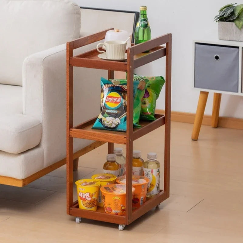 Solid wood kitchen rack Floor-to-ceiling multi-layer crevice storage rack Household multi-functional removable sundries Oasis Select