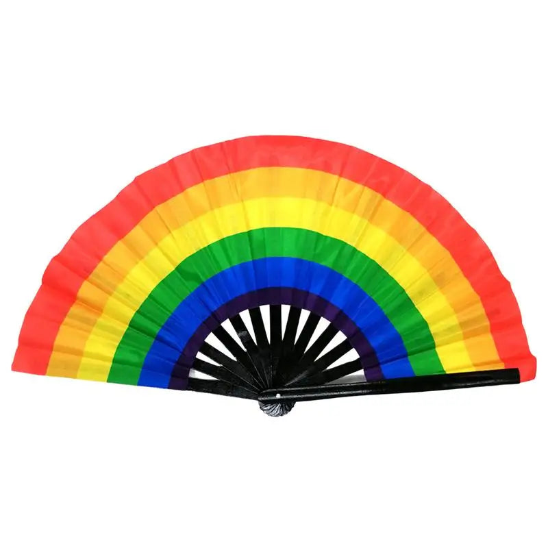 Rainbow Fan Rainbow Rave Hand Fan Rainbow Hand Held Folding Fan Chinese and Japanese Handheld Fan Dancing Fan Fold Hand Fan Oasis Select