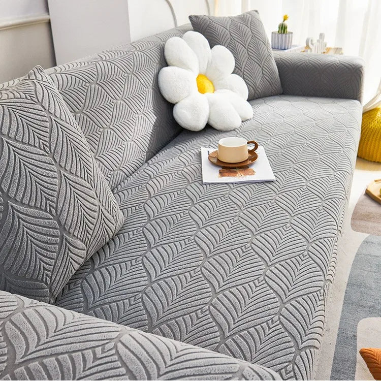 Elastic Sofa Cover All-season Anti-slip Anti-cat Scratch 360° Dust-proof and Beautiful Hair Cover Couch Cover Oasis Select grey 4 person 235cm-300cm
