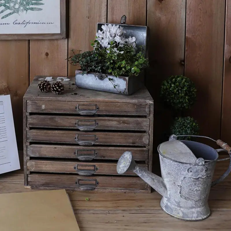 Japanese Vintage Storage Box Do Old Solid Wood Desktop Organizer Rustic Gray-White Metal Container for Home or Office Decor Oasis Select
