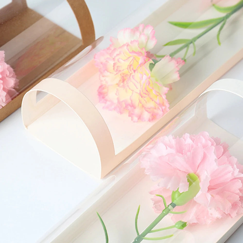 Flower Packaging Box Single Branch Rose Carnation Bouquet Florist Wrapping Boxes Transparent Gifts Bag Mother's Day Decoration Oasis Select