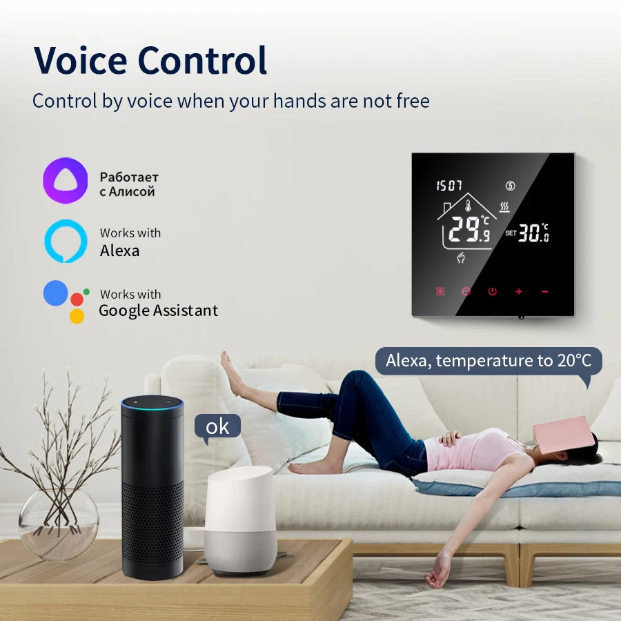 Tuya WiFi Smart Thermostat LCD Touch – Alexa & Google Home Smart Thermostat Oasis Select