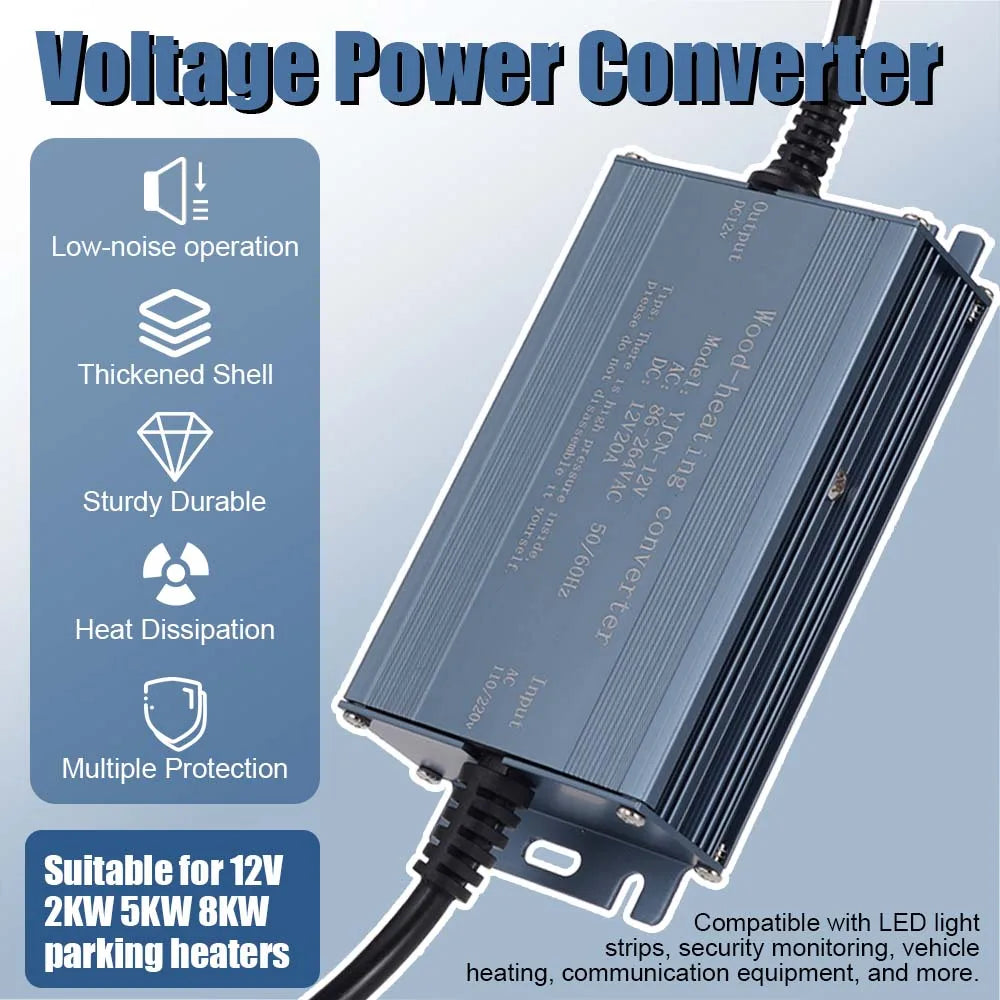 AC Power Converter Adapter 110V 220V To DC 12V 20A For Parking Heater 2KW 5KW 8KW High Power Supply With European Standard Plug Oasis Select