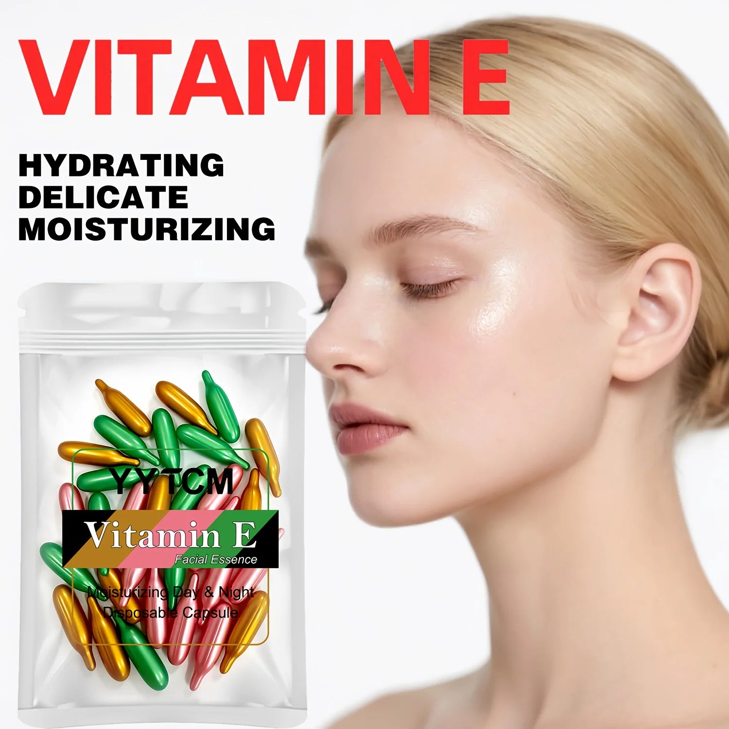 Vitamin E Single-Use Facial Essence Capsules – 30ct Moisturizer Facial Essence Serum Oasis Select