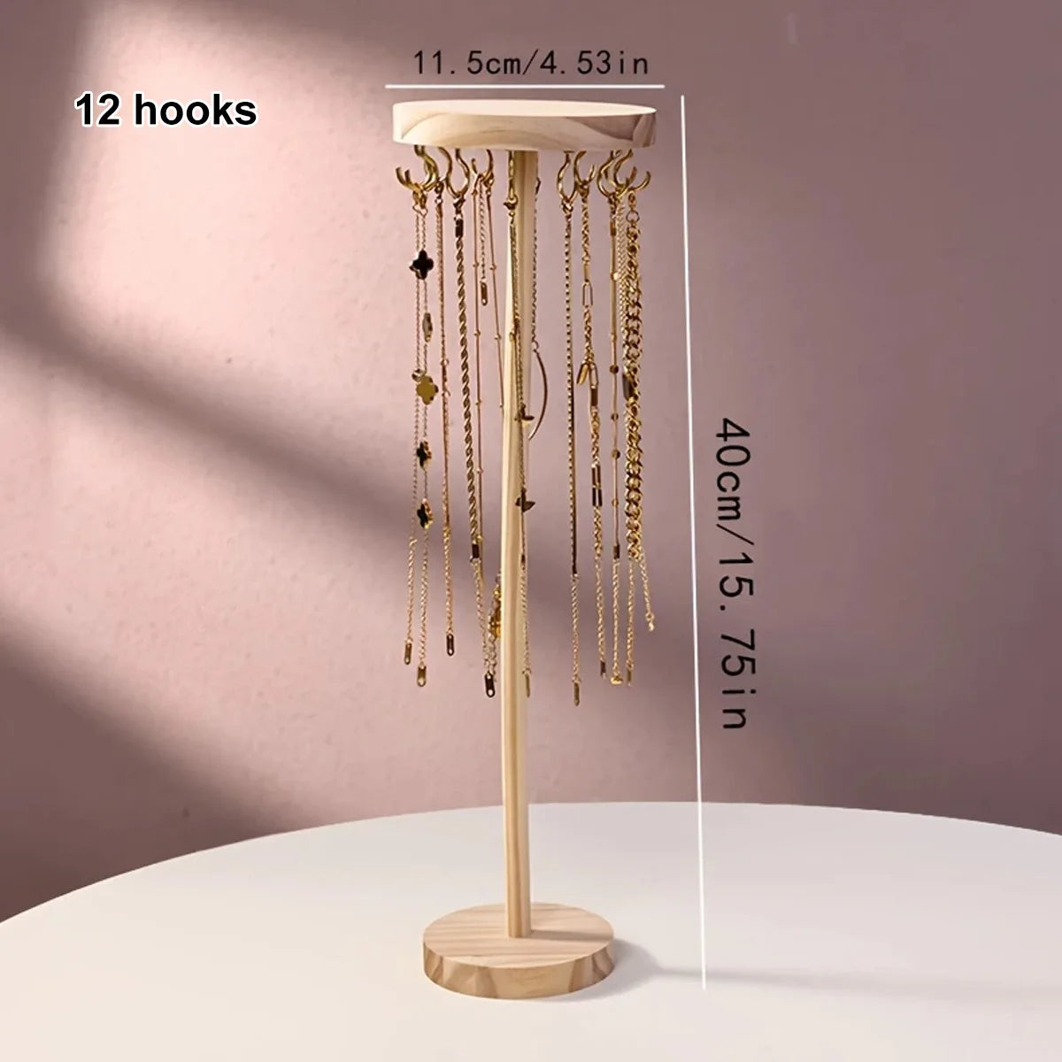 1pc,Wooden jewelry rack, necklace, earring, pendant display rack, jewelry manager, jewelry hook, multifunctional storage rack Oasis Select 12 hooks