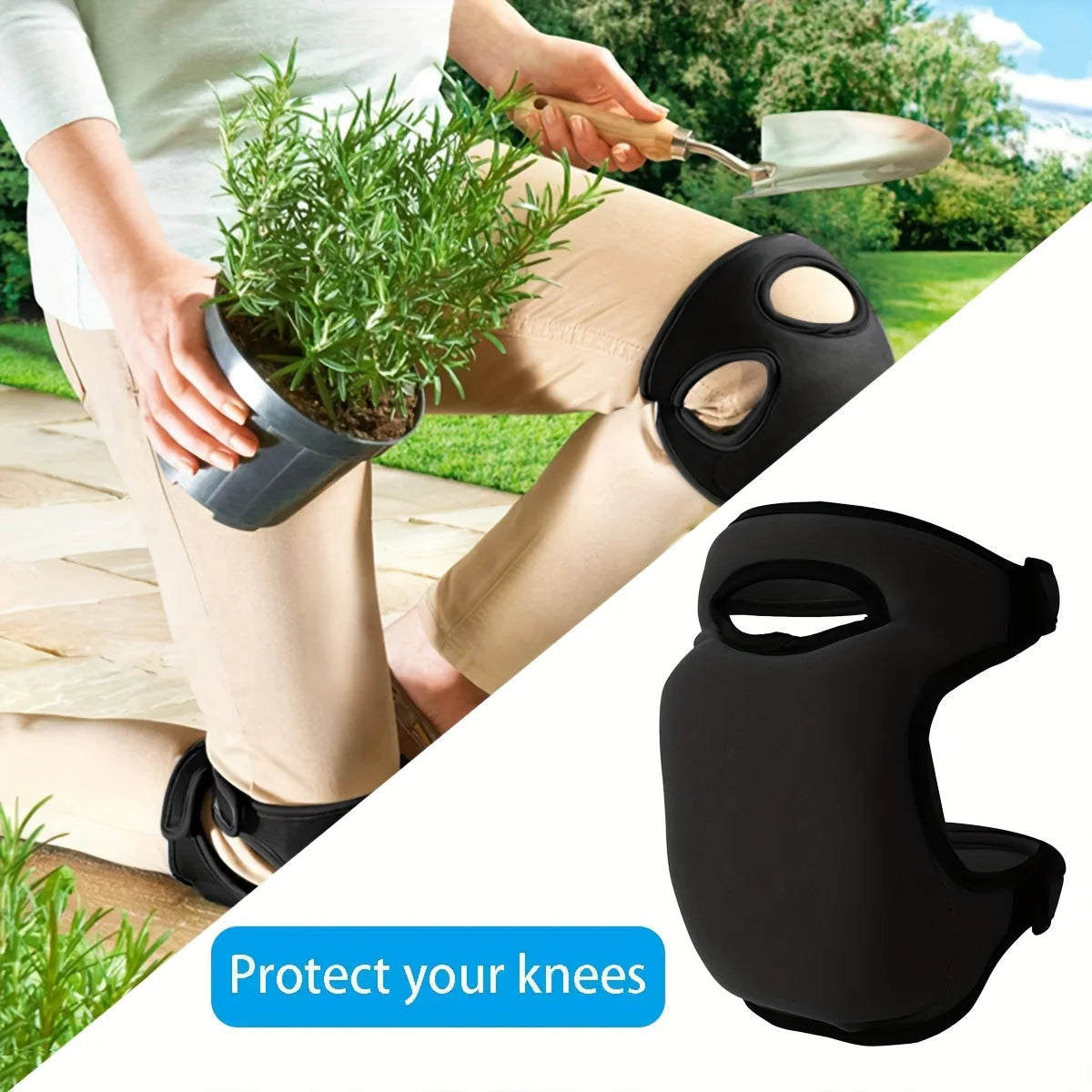 2pcs Extra Thick Memory Foam Gardening Knee Pads - Adjustable Strap, Non-Slip Soft Comfort Protection for Weeding,Floor Cleaning Oasis Select