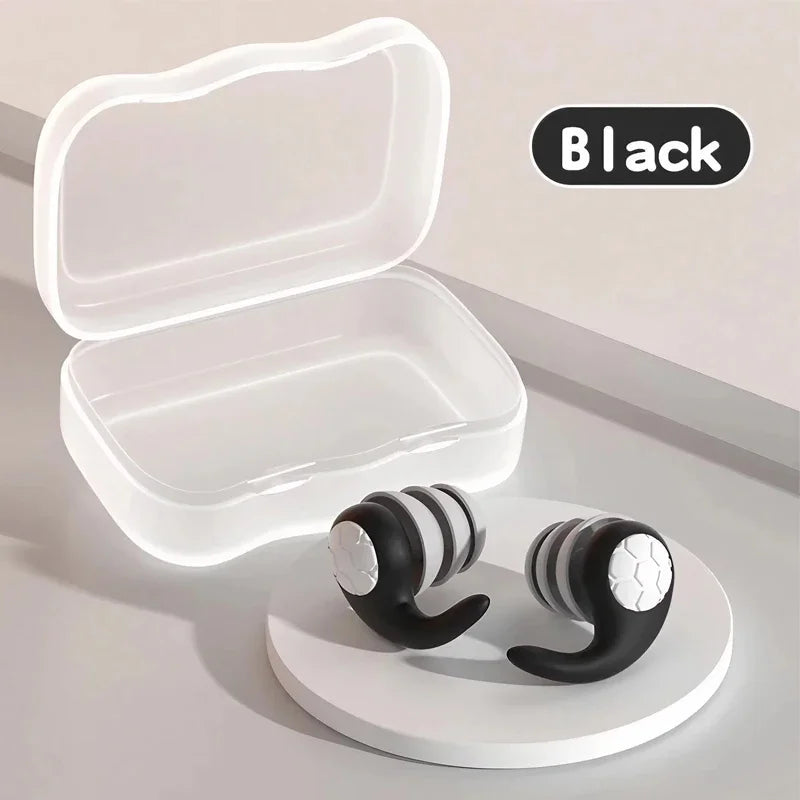 1 Pair Soft Silicone Earplugs - Noise Canceling, Waterproof, Comfortable Fit, for Sleep, Swimming, Creating a Silent Environment Oasis Select Black