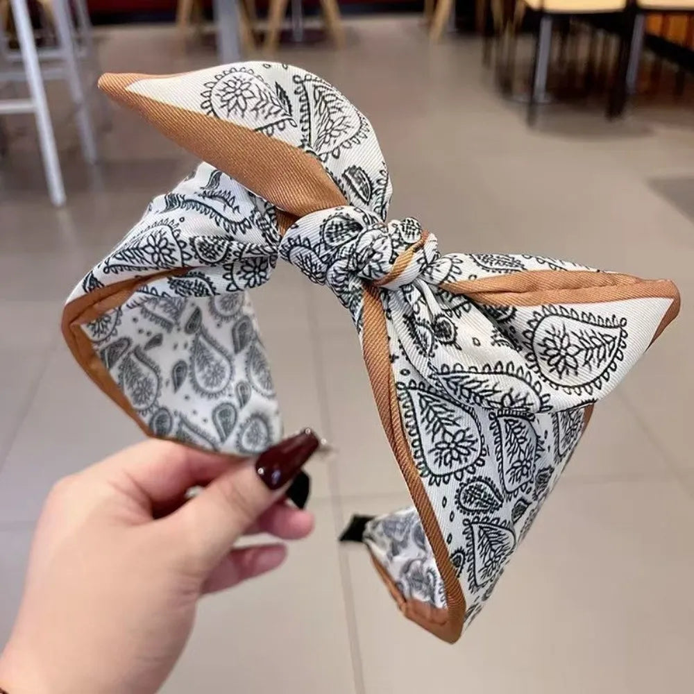 New Wide Brim Bowknot Headband Floral Paisley Hair Band Elastic Cloth Hair Hoop Girls Oasis Select