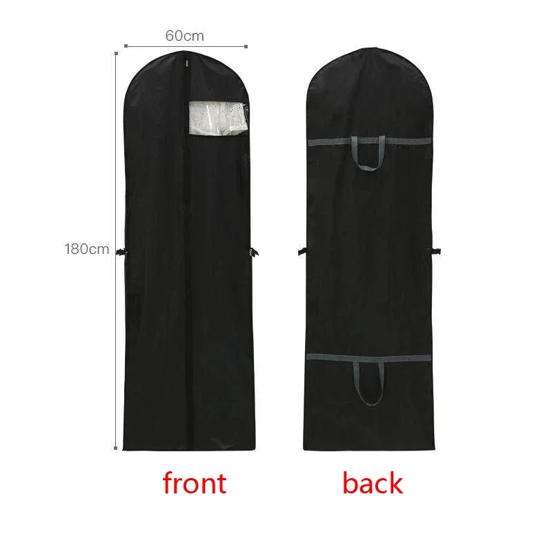 New Thickened Wedding Dress Dust-proof Bag Waterproof Coat Hanging Storage Bag Household Suit Jacket Protective Cover Oasis Select black1 pc 60*180cm