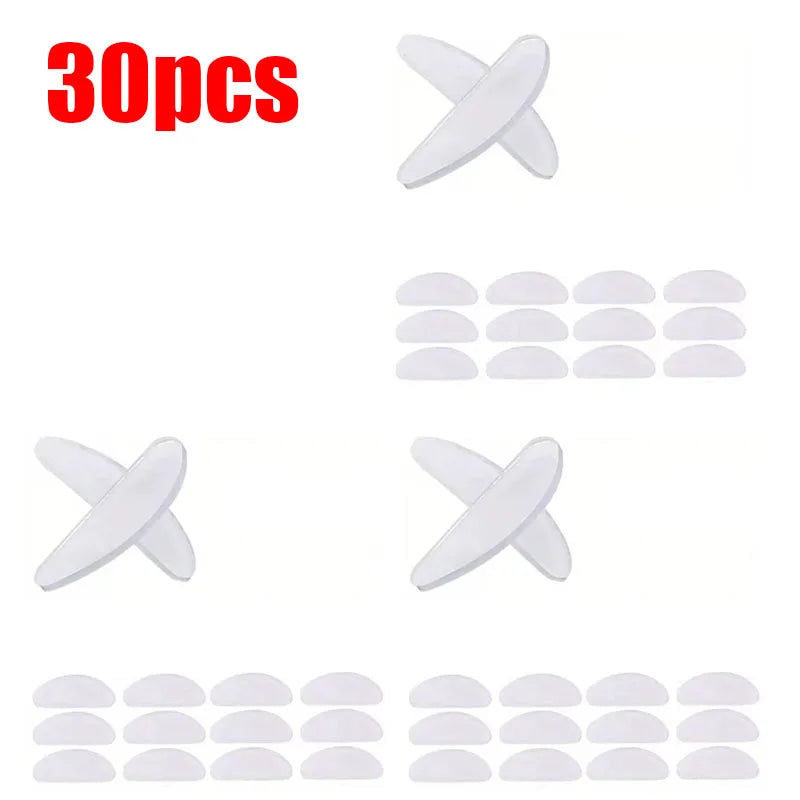 10/20/30/40Pcs Adhesive Nose Pad, Eyeglass Nose Pads Stick On Silicone Anti-Slip For Sunglasses Thin Nose Pads Eyeglasses Oasis Select 30pcs Clear