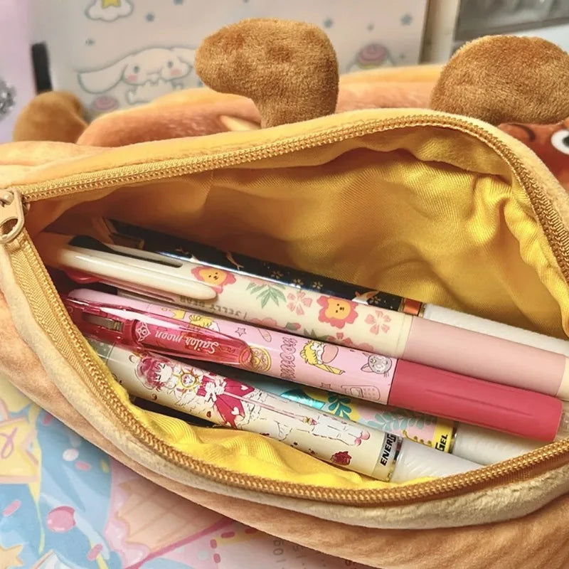 Cartoon Bread Pencil Case Plush Creative Pencil Bag School Stationery Bag Children Pen Case Prizes Gifts Student Pencil Cases Oasis Select