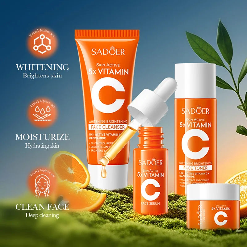 SANENDI Vitamin C Travel Skincare Set – 4-Piece Face Care Kit