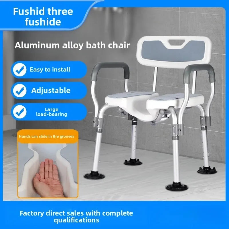 Solid Elderly bathroom bath chair Japanese armrest pregnant woman bath stool with armrest toilet non-slip disabled shower chair Oasis Select