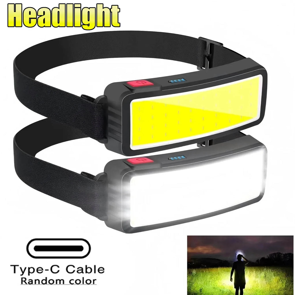 Powerful COB Headlamp Portable Rechargeable Head Flashlight Built-in Battery Outdoor Fishing Camping Lantern Waterproof Torch Oasis Select