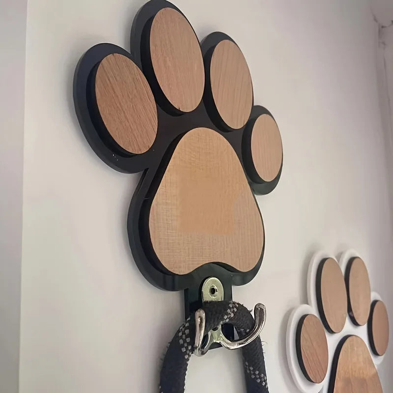 Fashionable Wooden Paw Print Wall Hooks, Polished, Handcrafted Towel and Clothing Hangers Oasis Select