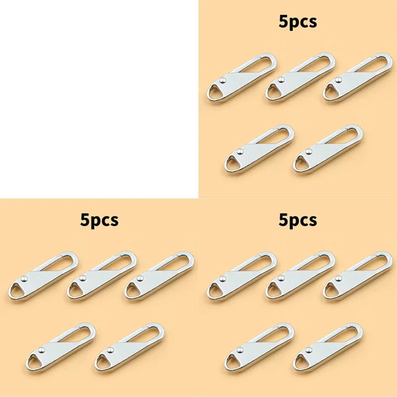 5/10/15/20pcs Universal Replacement Zipper Slider Metal Alloy Removal Zipper Puller Luggage Bag Zip Head DIY Craft Sewing Tool Oasis Select 15pcs Silvery