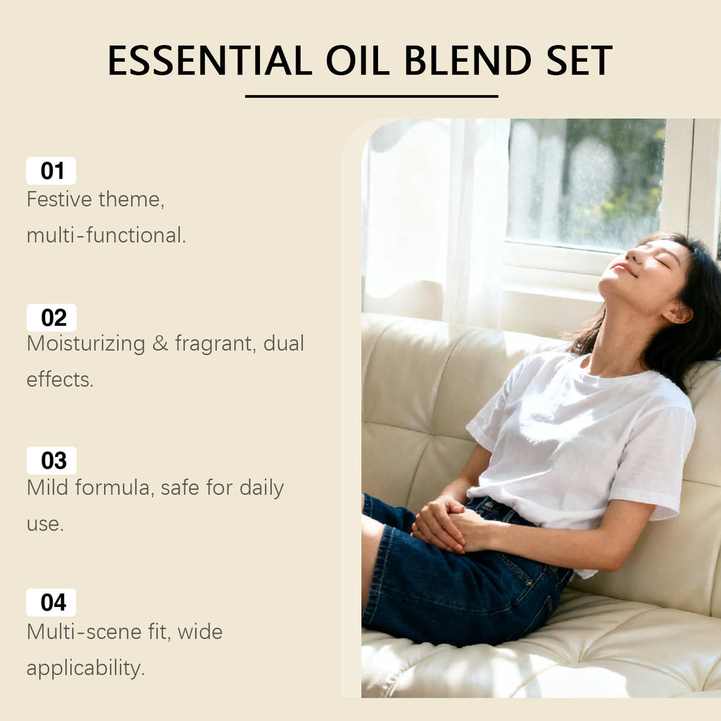 Holiday Moisturizing Fragrance Essential Oil Set for Aromatherapy Diffuser & Skin Care Christmas Gift Scent Relaxing Hydrating Oasis Select