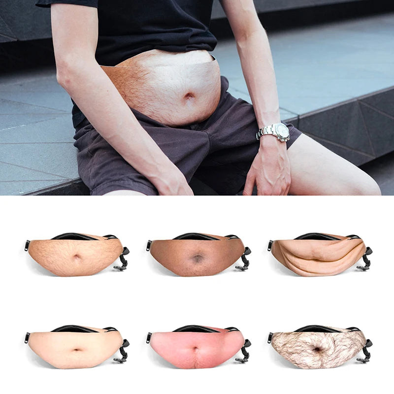 Funny Dad Bod Money Belt Bag Men Travel Bags Flesh Color Creative Fanny Pack Beer Fat Belly Bum Pouch Waist Bag Oasis Select