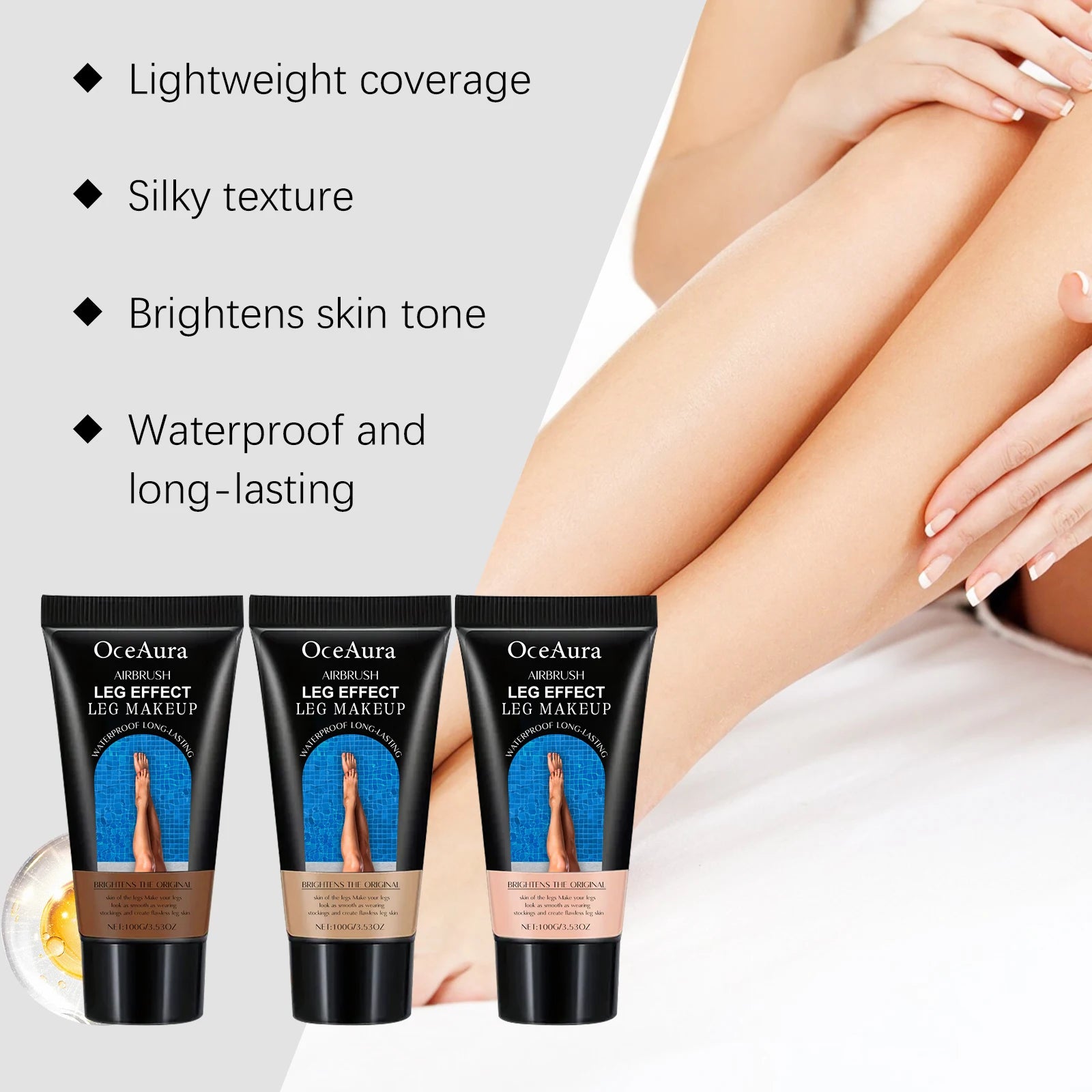 Leg Makeup Lotion Even Skin Tone Lasting Fake Tanning Wheat Tan Brown Skin Enhancer Waterproof Moisturizing Leg Foundation Cream Oasis Select