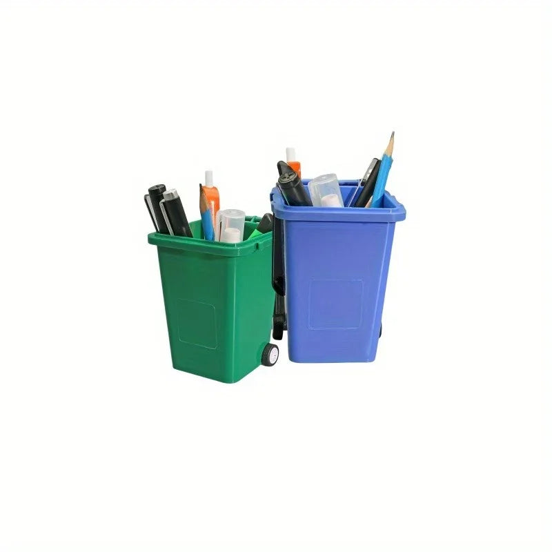 2pcs Mini Trash Can Pen Holders for Office Desk, Lightweight Plastic Organizer, Desk & Drawer Organizer for Home Storage Oasis Select green blue