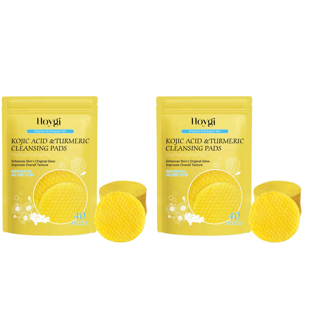 Turmeric Kojic Acid Cleansing Pad Pore Cleanser Makeup Remover Exfoliator Oil Control Brightening Smooth Facial Washing Sponge Oasis Select 2 x 40Pcs Boxed