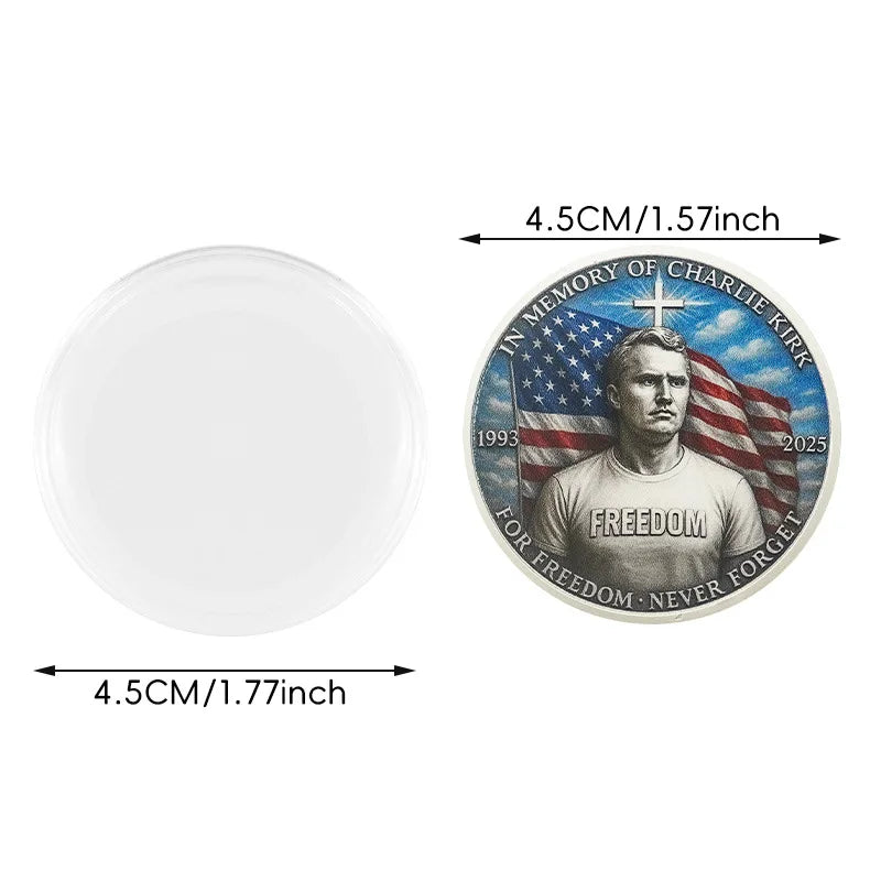 1Pcs Charlie Kirk Commemorative Coin Fan Collection Freedom Faith Gifts Metal Safety Material Portable Atmosphere Oasis Select