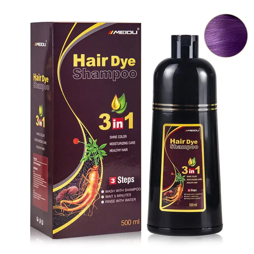 Meidu 3-in-1 Herbal Hair Dye Shampoo 500ml – Men & Women Hair Dye Shampoo Oasis Select Purple