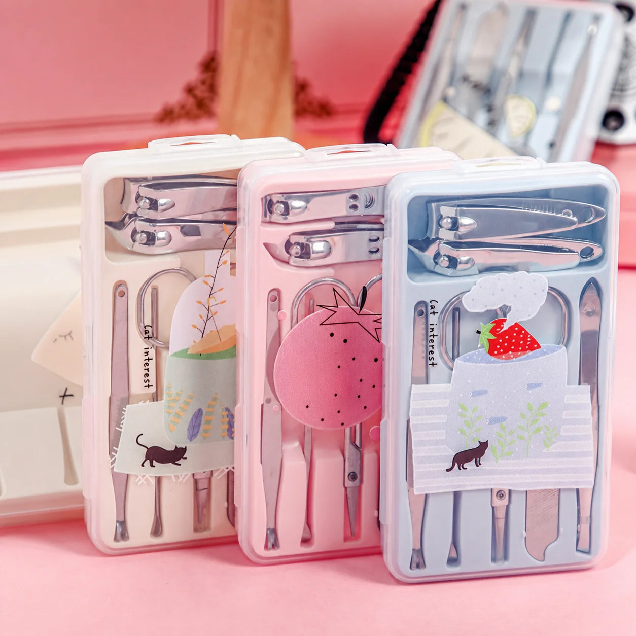 7-Piece Cute Cartoon Manicure Kit – Stainless Steel Nail Care Set