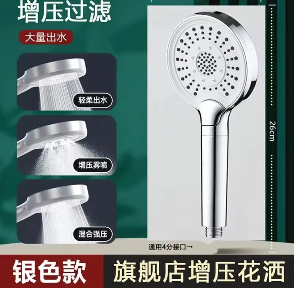12CM Big Panel Handheld Shower Head 3 Functions Pressurized Water Saving Shower Head Faucet Replacement Bathroom Accessories Oasis Select Silver 120mm Shower 1