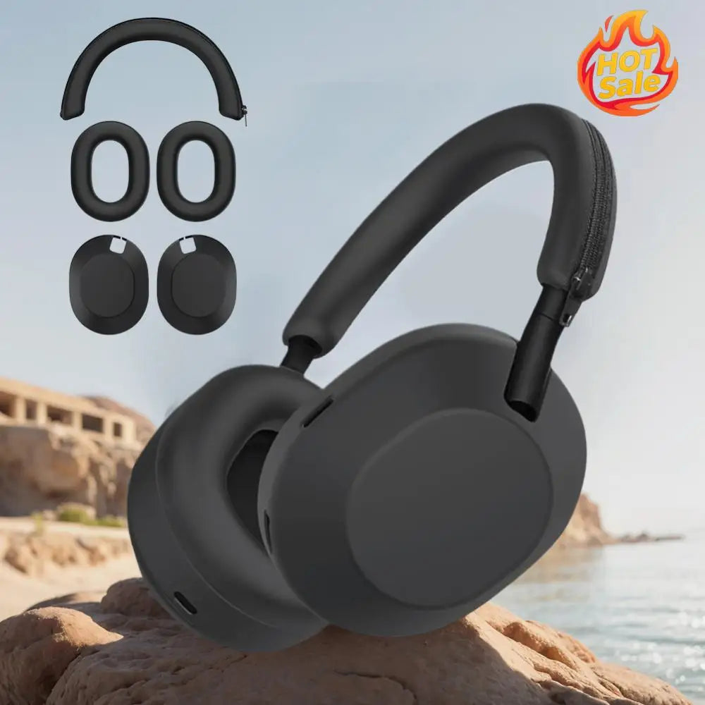 3Pcs Replacement Ear Pads Non-Scratch Silicone Headset Protective Case Headbeam/Earmuff Sleeve/Shell for Sony WH-1000XM6 Headset Oasis Select