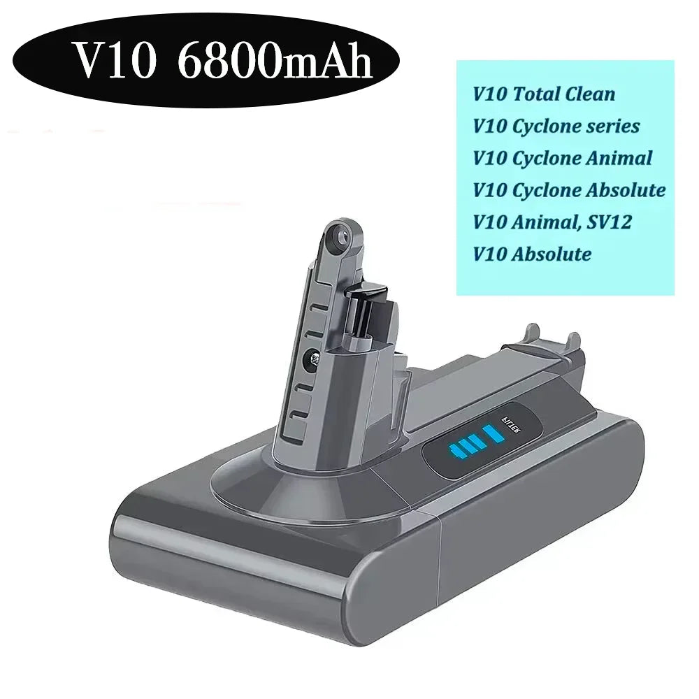Vacuum Cleaner Rechargeable Li-ion Battery for Dyson V6 V7 V8 Series SV07 SV09 SV10 DC58 DC31 Absolute Fluffy Animal Pro Bateria Oasis Select v10 6800mAh
