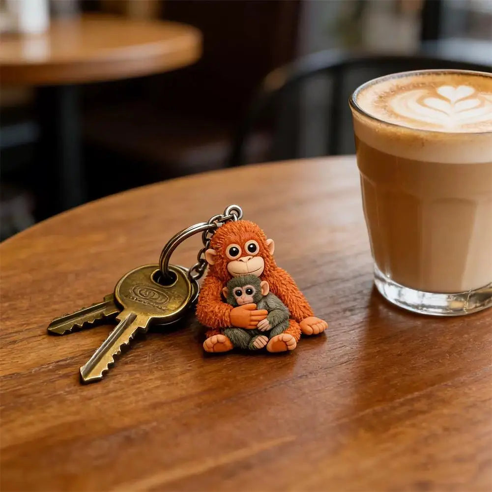 Cute Monkey Keychain Charm – Backpack, Keys & Car Gift