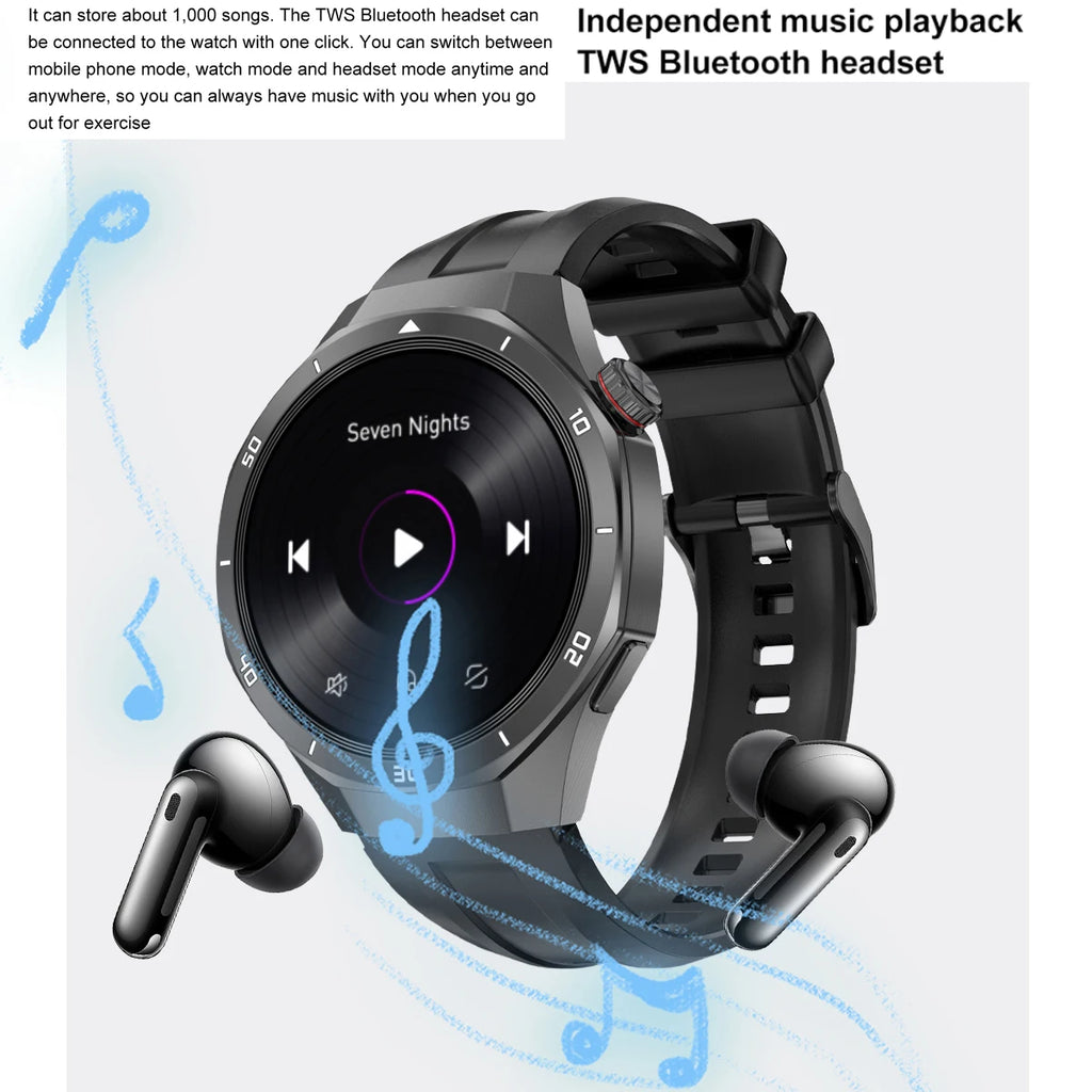 4GB Memory Local Music Playback Smart Watches Blue Tooth Call Sports Fitness NFC Heart Rate Men Women Sound Recording Smartwatch Oasis Select