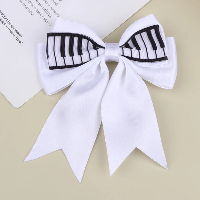 Piano Key Bow Hair Clip – Musical Non-Slip Grip for Women Hair Clip Oasis Select White 1pc