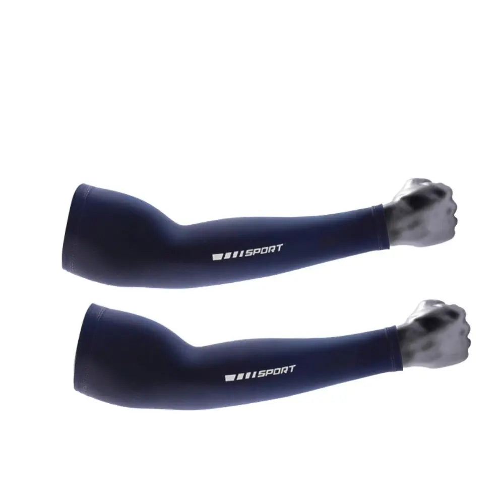 Summer Ice Silk Ice Sleeves UV Protection Breathable Long Arm Glove Driving Outdoor Hand Protector Cover Men Oasis Select Blue XL
