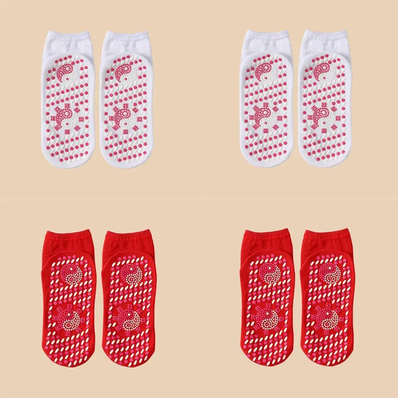 1/2/4/6pairs Self-Heating Socks Winter Warm Thermal Health Care Socks Slimming Health Short Sock Magnetic Therapy Health Sock Oasis Select 4pairs mix