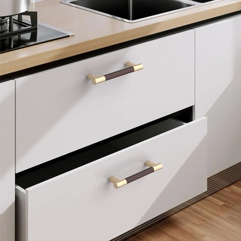 Dooroom Brass Furniture Handles Real Leather Nordic Simple Pulls Cupboard Wardrobe Dresser Shoe Box Drawer Wine Bar Cabinet Knob
