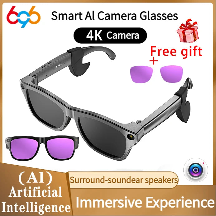 HD Camera Glasses Outdoor Voice Assistant Touch Control Smart Eyewear Bluetooth Music Call AI Translator Sunglasses Men Lady Oasis Select