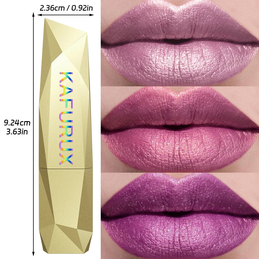 KAFURUX 21-Color Glitter Metallic Lipstick | Pearlescent Lip Tint