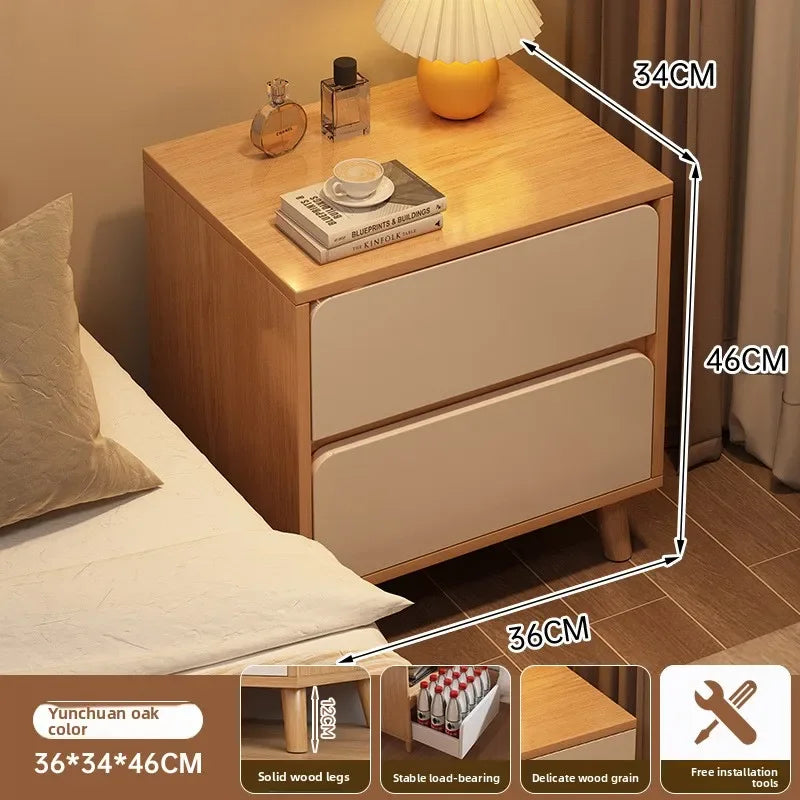 Multi-functional Household Goods Bedside Table Side Cabinet Bedroom Bedside Drawer Storage Cabinet Oasis Select Double draw B