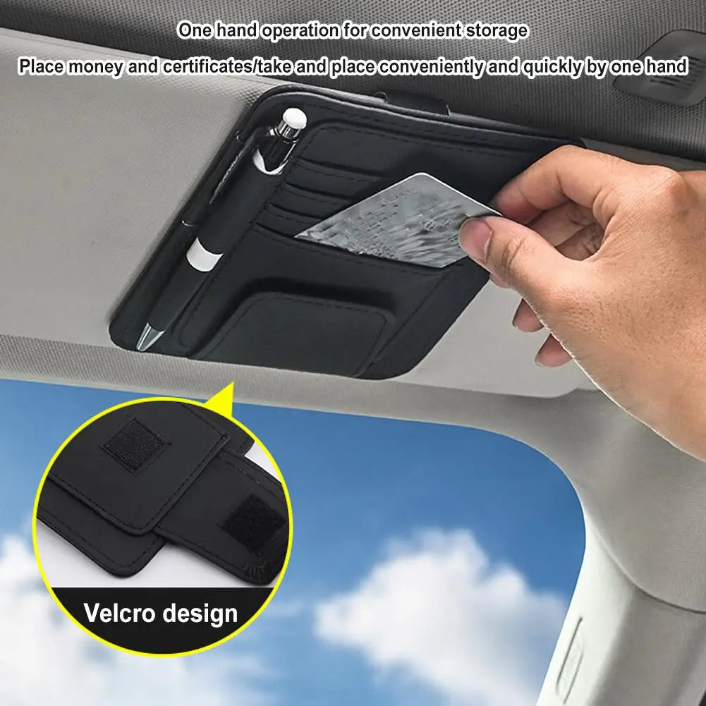 Car Sun Visor Organizer Multi-Pocket Business Card Storage Management Sunglasses Holder Visor Accessories Auto Interior Oasis Select